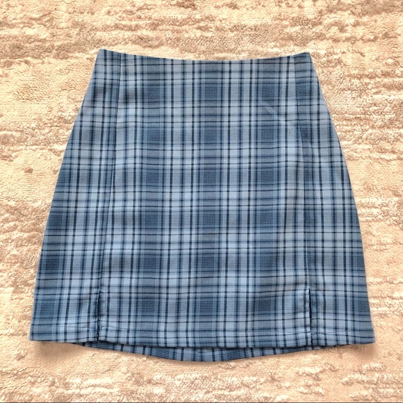 Pacsun Blue Plaid Mini Skirt Size Small - Picture 2 of 8